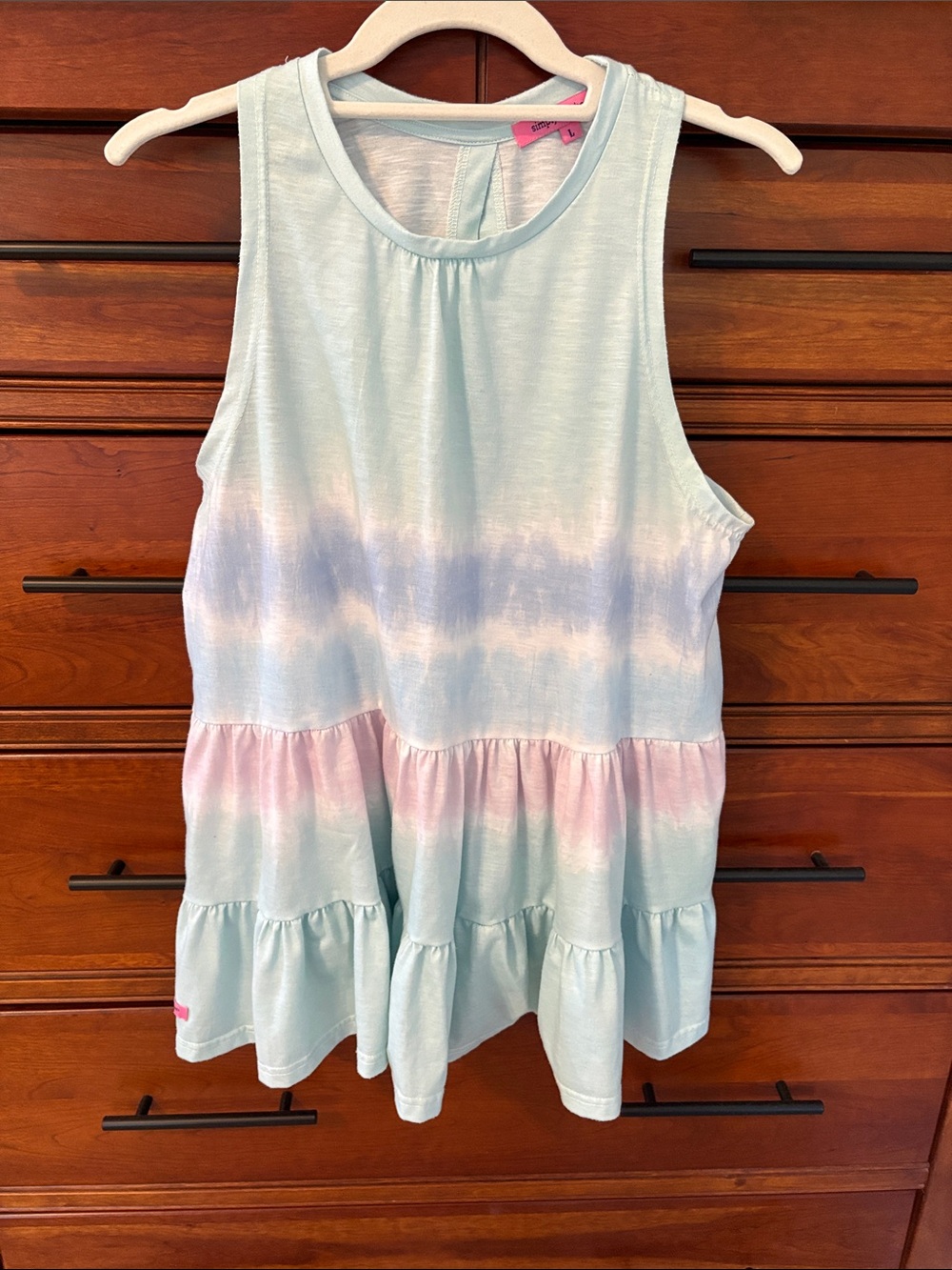 Simply Southern Pastel Tie-Dye Ruffle Tank Top - Light Blue, Pink, Lavender